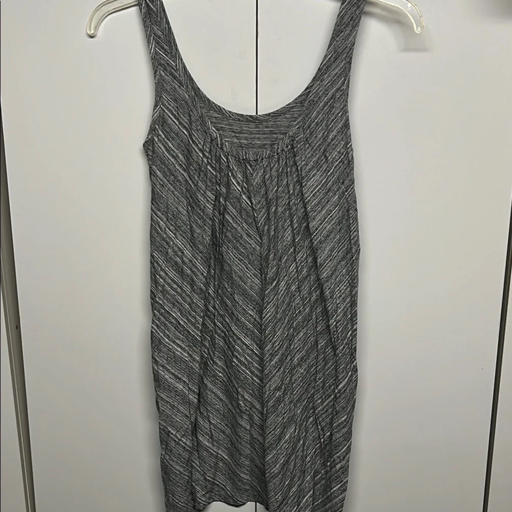 LOFT Gray Striped Sleeveless Cover Up Pocket Tank Dress